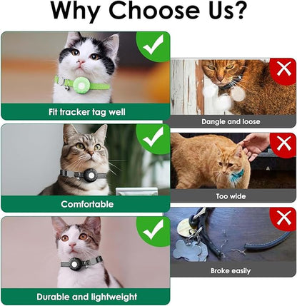 Cat Tracker, Lightweight Pet Tracker for Cats, Cat GPS Tracker Compatible with Apple Find My App(Only iOS), Real-Time Tracking, Precise Positioning, Waterproof, No Monthly Fee, Smart Alerts