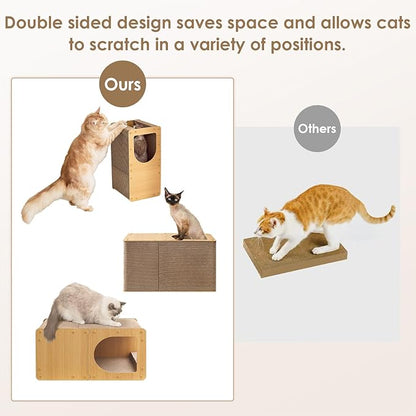 EHEYCIGA Cardboard Cat Scratcher House, 23-Inch Corrugated Cat Scratcher for Indoor Cats, Extra Large Scratching Board Pad, Brown