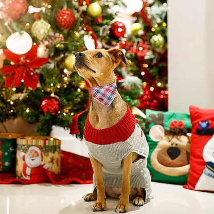 ARING PET Christmas Dog Bandanas, Red Green Pink Holiday Pet Bandana Scarf Triangle Bibs for Puppy Small Medium Large Boy Girl Dogs Cats-L