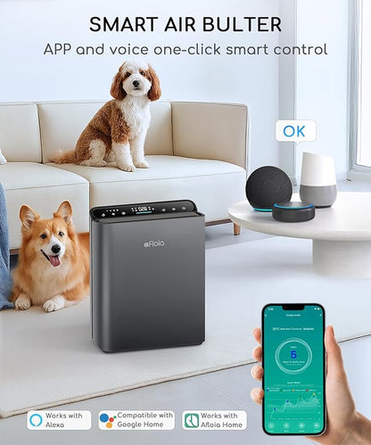 Air Purifier for Home Bedroom Large Room Up to 2000Ft²,Smart APP&Voice Control with Air Quality Sensor, Washable Pre Filter Cleaner for Pet Pollen Allergy Odor Dust Mold Smoke, Compatible with Alexa