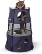 K&H Pet Products Cat Tower Tree Condo for Multiple Large Indoor Cats, Modern Cute Multi-Level Hammock Bed, Kitten & Adult House Activity Cave Large Cozy Hideaway - 3 Level Denim 22 X 30in