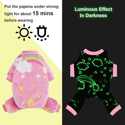 Dog Pajamas Pjs Small Girl, Winter Sweater Cute Extra Small Puppy Clothes, 4 Legs Fleece Dog Sweater Jumpsuit, Soft Doggie Onesies Pet Apparel Outfits for Chihuahua Yorkie, Pink, Small