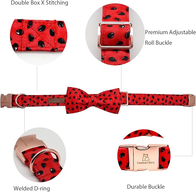 Lionheart glory Dog Collar, Watermelon Dog Collar with Bow, Summer Dog Bowtie Collar Cute Pet Collar Gift for X-Small Puppy and Cat