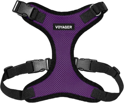 Voyager Step-in Pet Harness - All Weather Mesh, Adjustable Step in Harness for Cats and Dogs by Best Pet Supplies - Purple/Black Trim, L