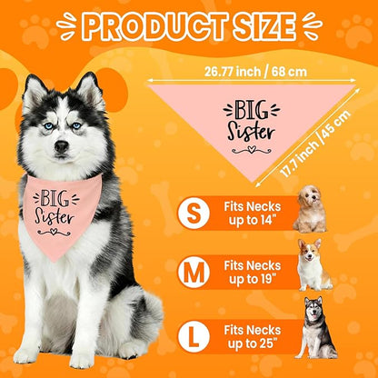 Big Sister Dog Bandanas, Pet Dog Triangle Scarf for Small Medium Large Pet, Baby Announcement Dogs Bandana Pets Scarf (Big Sister)