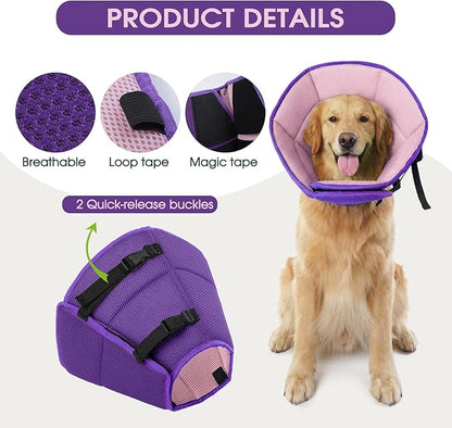 Dog Cone Collar After Surgery, Soft Cone for Small Dogs to Stop Licking, Adjustable Elizabethan Collar for Dogs, Lightweight Breathable Dog Recovery Cones for Wound Healing & Hot Spots