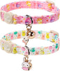 Cat Collar,2Pack Easter Day Cat Collars Cute Breakaway Kitty Collars,Spring Pink Easter Eggs Cat Collar with Bell, Cute Bunny Kitten Collars with Safety Buckle for Girl & Boy Cats