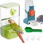 BNOSDM Automatic Bird Feeder Water Dispenser Set No Mess Bird Cage Feeders Parrot Cage Accessories Transparent Seed Food Container with Perch for Finches Parakeets Budgies Lovebirds Canaries (Green)