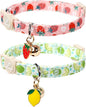 Cat Collar, 2Pack Summer Kitten Collars-Cute Lime and Strawberry Pendants-Breakaway Kitty Collars,Cat Collar with Bell, for Girl & Boy Cats