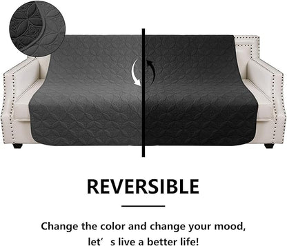 Waterproof Dog Blanket, 82x102 inches Pet Couch Covers for Sofa, Bed Furniture Protector from Dogs Washable and Reversible-Black+Darkgrey