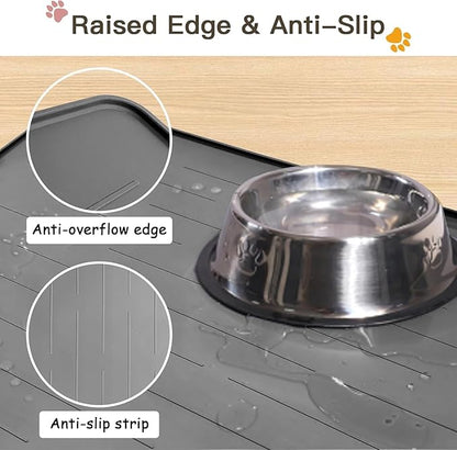 Largest Dog Food Mat, 48"x32" Silicone Dog and Cat Mat for Food and Water Bowls, Thinken Waterproof Non-Slip XXXL Pet Feeding Mat for Floors (Dark Blue)