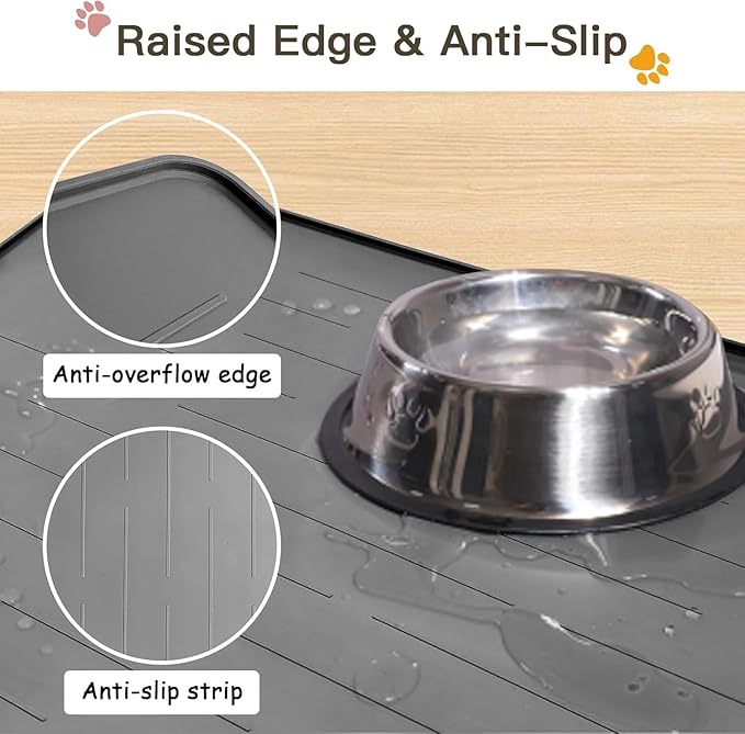 Largest Dog Food Mat, 39.5"x29.5" Silicone Dog and Cat Mat for Food and Water Bowls, Thinken Waterproof Non-Slip XXXL Pet Feeding Mat for Floors (Avocado Green)