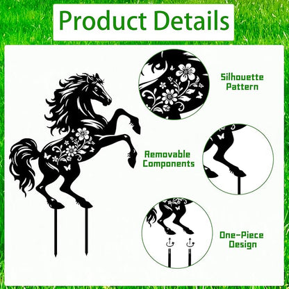 Horse Metal Garden Stakes Yard Decor, 2PCS Black Horse Silhouette Statues Garden Decorative Gifts for Yard Art, Patio, Outside, Lawn Ornaments Outdoor, Yard Art