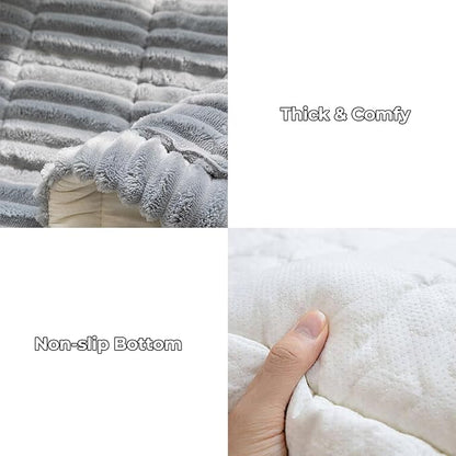 FUNNY FUZZY Pet Couch Covers for Sofa, Washable Dog Couch Cover Protector for Dogs, Flannel Couch Covers for Dogs Pet Friendly Pets Mat Bed (Blue-Grey, 35.4"x70.9")