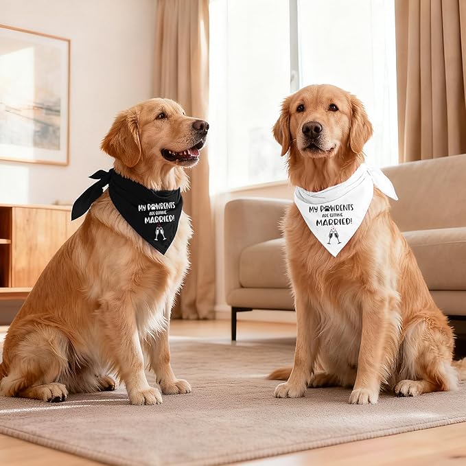 Getting Married Pet Dog Bandana, Engagement Announcement Dog Wedding Bandana, Pets Triangle Scarf for Small Medium Large Dogs, Pets Accessories for Dogs Lovers, Bridal Shower Gift,2 Packs