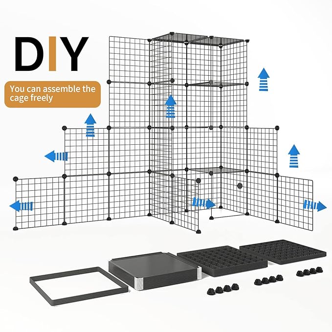 Oneluck 55 Inch Catio Outdoor Cat Enclosure with Super Large Enter Door, Balcony Cat Playpen with Platforms,DIY Outside Cat Patio Large Exercise Place Ideal for 1-3 Cats