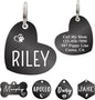 Ultra Joys Dog ID Tag, Custom Dog Tag Personalized Cat Tag, Pet ID Tag, Brushed Stainless Steel Heart Cat Tags Pet Tags Black Small
