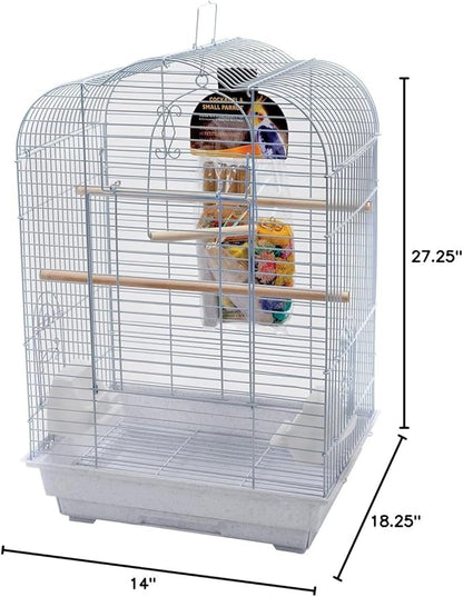 Penn-Plax Cockatiel & Small Parrot Starter Kit with Lockable Birdcage and Accessories - White