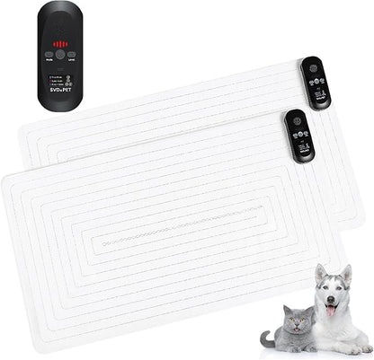 SVD.PET (2-Pack Pet Training Mat with Tester, Pet Shock Pad, Dogs & Cats Electronic Repellent mat for Indoor, 3 Training Modes, 5 Levels, Pet Safe Mode (Black controler 30" X 16")