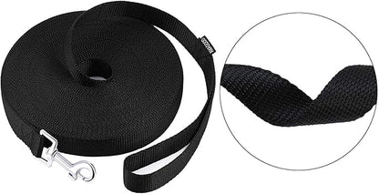 AmaGood Dog/Puppy Obedience Recall Training Agility Lead-15 ft 20 ft 30 ft 50 ft Long Leash-for Dog Training,Tie Out,Play,Safety,Camping (15 feet, Black)