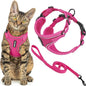 Voyager Escape-Proof Step-in Lock Cat Harness & 5ft Neoprene-Handle Leash Set All-Weather Mesh with Reflective Stitching for Small to Large Cats by Best Pet Supplies, Fuchsia (327), M