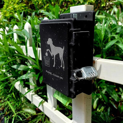 Dog Poop Bag Dispenser Wall Mounted Outside with Lock and 8 Small Rolls, Doggie Bag Holder For Backyard Post, Pole, Fence Mountable fits Home, Commercial Occasion(Black dispenser+8 rolls+lock)