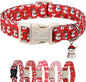 Christmas Dog Collar - Cute Red Snowman Christmas Puppy Collar with Safety Buckle, Soft Adjustable Holiday Dog Collars for Small Medium Large Dogs M