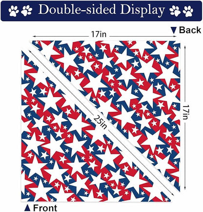 4th of July Dog Bandanas, 2PCS American Flag Patriotic Scarf, Independence Holiday Bandana,Premium Durable Triangle Reversible USA Bandana for Large Dogs