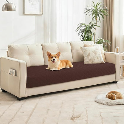 Waterproof Dog Bed Cover, Non-Slip Dog Blanket for Couch, Couch Covers for Dogs Washable, Pet Blanket for Furniture, Pet Bed Mat for Sofa, Car, Pet Supplies (82x102 Inch, Coffee)