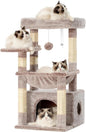 Heybly Cat Tree, Kitten Tower with Large Soft Cat Basket, Cat Condo with Spacious Cat Bed Cave with Hidden Space, Sisal-Covered Scratching Posts,Dangling Ball for Indoor Cats, Muchroom HCT008SMU