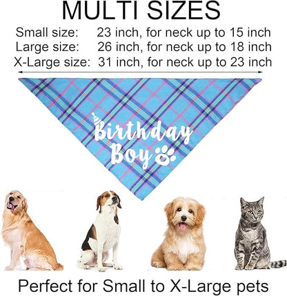 Dog Birthday Party Supplies, Multi Sizes Dog Birthday Bandana Boy Dog Birthday Hat Crown with Birthday Numbers Bow Tie for Large Extra Large Dogs Pets (Light Blue, X-Large)