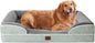 EHEYCIGA Orthopedic Dog Beds for Extra Large Dogs, Waterproof Memory Foam XL Dog Bed with Sides, Non-Slip Bottom and Egg-Crate Foam Big Pet Couch Bed with Washable Removable Cover, Greyish Green