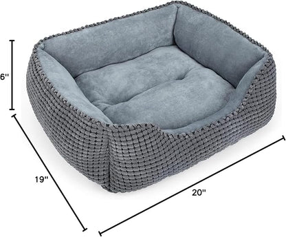 MIXJOY Dog Beds for Medium Dogs Washable, Rectangle Pet Bed Medium Size Dog, Orthopedic Sleeping Pet Sofa Bed, Soft Calming Cat Beds for Indoor Cats, Anti-Slip Bottom with Multiple Size (25'', Grey)