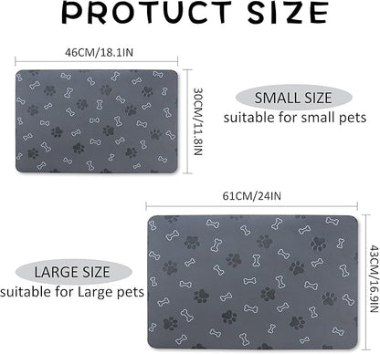 Pet Cat Dog Food Mat Non Slip Mat for Dog Water Bowl Mat Quick Dry Absorbent Cat Feeding Mat, 32 * 17 in, Light Grey