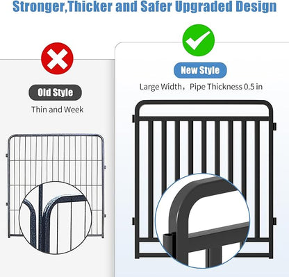 New Thickened Version Dog Playpen, 32 Inch Dog Fences for The Yard, Portable Outdoor Dog Playpen for Large/Medium/Small Dogs, Foldable Metal Dog playpen, with Doors (32 Panels, 32 Inch)