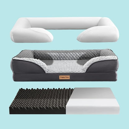 Dog Bed for Small and Medium Dogs & Cats, Waterproof Lining for Indoor Outdoor in-Car Use Removable Washable Cover with Zipper Up to 50lb, 28"x23"x7"