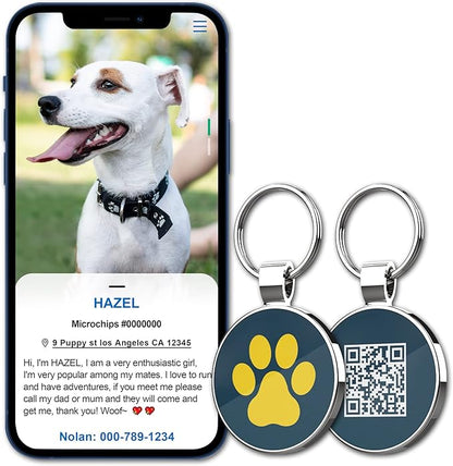 MYLUCKYTAG QR Code Pet ID | Personalized Dog & Cat Collar Tag | Online Profile with Instant Scanned Location Alert Email