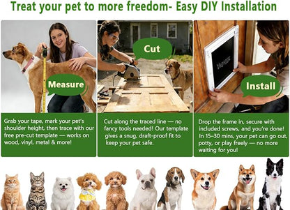 Dog Door Doggy Door Easy Install - Wood & PVC Doors & Walls，Dgooie Free Movement & Flexible Control - 2 Magnetic Flaps & Sliding Lock,Telescoping Frame,10 1/8" x 15 3/4" for Large Dogs Up to 100 lb