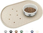KPWACD Pet Feeding Mat for Dogs and Cats, Silicone Dog Placemat Non-Slip Waterproof Bowl Mats Prevent Food and Water Overflow, High-Lips Puppy Dish Tray Mat Suitable for Large Medium Small Pets, Beige