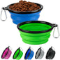 Collapsible Dog Bowls for Travel, 2-Pack Dog Portable Water Bowl for Dogs Cats Pet Foldable Feeding Watering Dish for Parking Camping Walking with 2 Carabiners Clip (12oz, Small, Blue+Green)