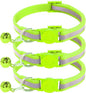 3 Pack Reflective and Breakaway with Bells of Cat Collar，Adjustable from 7.5 to 12.5 Inches, Ideal of Kitten Collar, Suitable for Girls and Boys (Fluorescent Green)