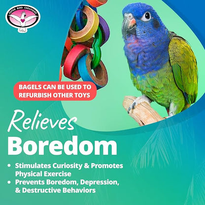 Super Bird Creations SB1155 Fatty Bagels - Durable Cardboard Core Bird Toy Components, Ideal for Parrots, Chewing and Play, Perfect Refill for SB1107 Bagel Cascade - Bird-Safe Paper, Pack of 24