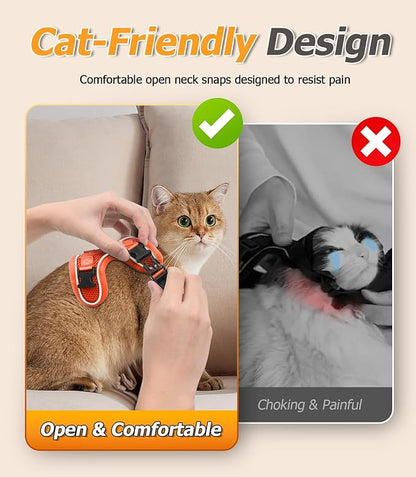 Halypet Cat Harness and Leash Set [MAX Safety 4th-Gen Upgrade] Escape Proof Adjustable Cat Leash Comfortable Soft Vest Easy to Wear Kitten Harness with Reflective Strip for Cats Walking, XS Orange