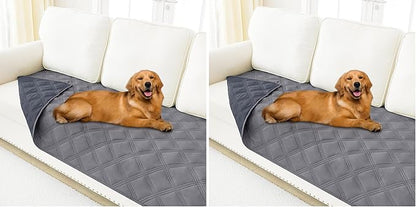 Smiry Waterproof Dog Bed Cover Blanket 30x70, Soft Reversible Pet Blanket, Washable Leakproof Cats Dogs Couch Cover for Sofa, Couch, Furniture, Lattice, Grey/Dark Grey (Pack of 2)