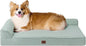 EHEYCIGA Large Dog Bed Memory Foam for Crate, Orthopedic Dog Bed Large Size Dogs with Washable Removable Cover, Waterproof Pet Sofa Couch with Nonskid Bottom, 35x22x6, Greyish Green
