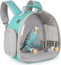 Small Bird Travel Backpack Carrier Cage, Backpack to Transport Backpack Carrier with Clamp Cups Stand Perch for Parakeet Cockatiel Budgies Vet Carry Book Bag Green
