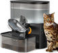 Wireless Cat Water Fountain No Filters, Wastewater Separation, FEELNEEDY Stainless Steel Bowl, 3.5L Pet Water Fountain for Cats & Dogs Dispenser, Black