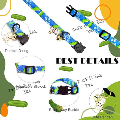 Elegant little tail 2 Pack Cat Collar-Shark Print Cotton Breakaway Cat Collars with Bell Pendant Kitten for Boy Safety Adjustable Collar for Small Cats Puppy