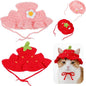 2PCS Strawberry Cat Hats Cute Flower Crochet Hats for Cats Small Pets Birthday Party Christmas Halloween Easter Travel Accessories Puppy Hat