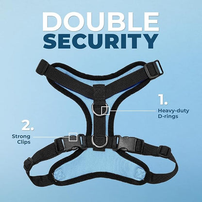 Voyager Step-in Pet Harness - All Weather Mesh, Adjustable Step in Harness for Cats and Dogs by Best Pet Supplies - Baby Blue/Black Trim, L